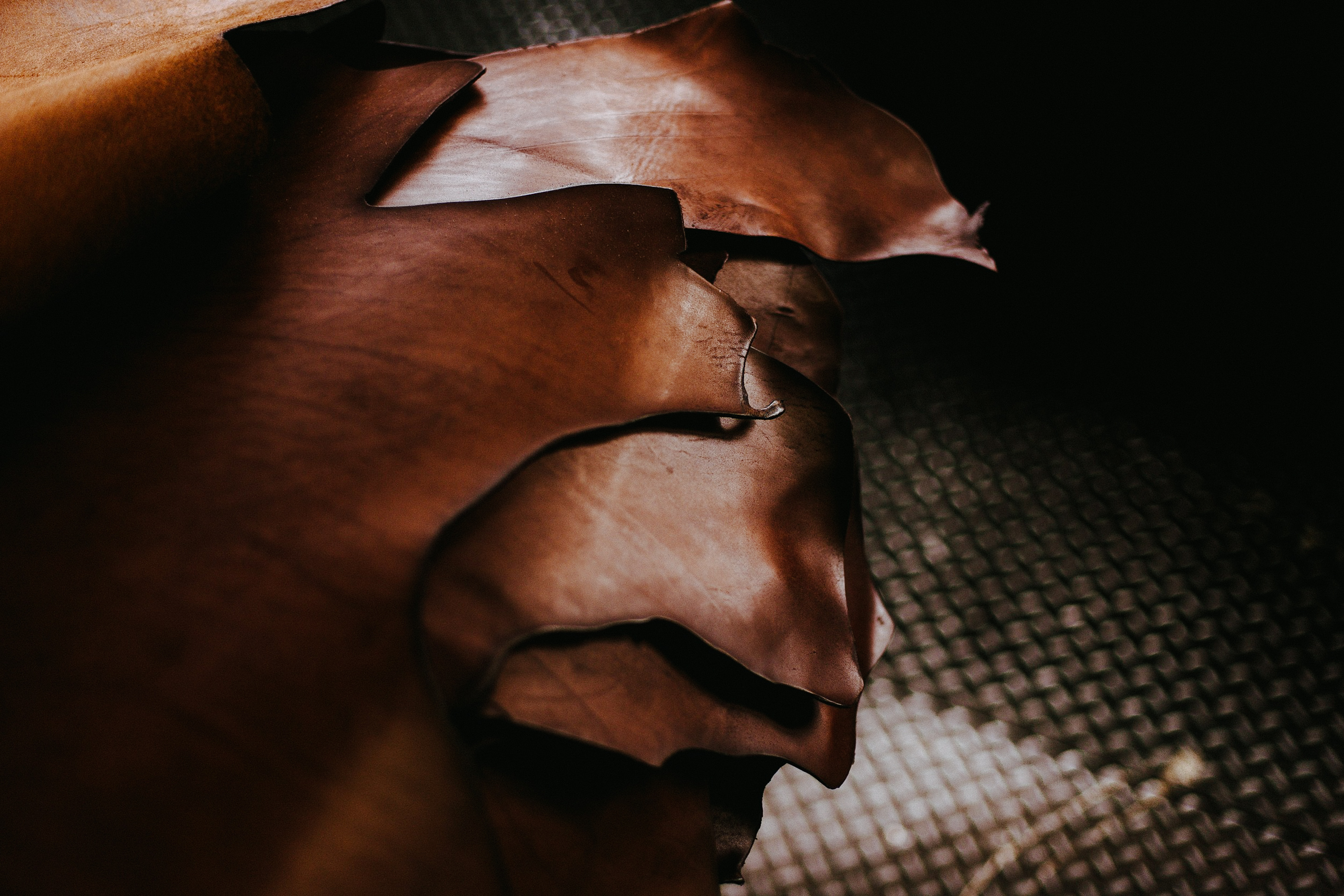 A side of Horween Chromexcel leather destined for a pair of Oak Street Bootmakers boots